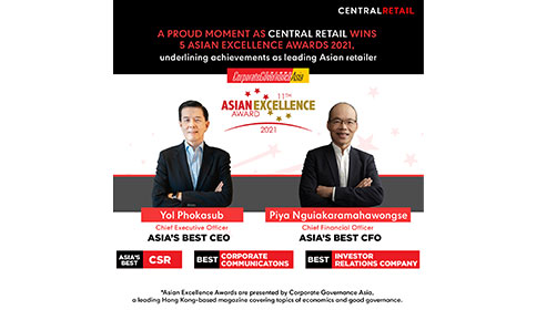 A proud moment as Central Retail wins 5 Asian Excellence Awards 2021, underlining achievements as leading Asian retailer