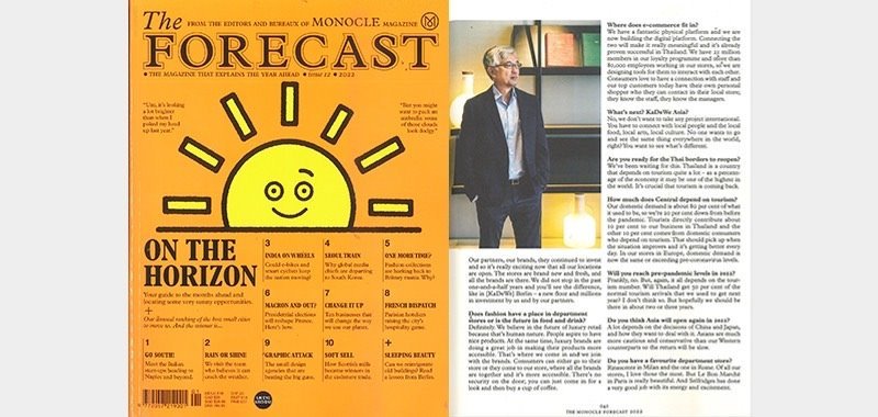 บทสัมภาษณ์คุณทศ จิราธิวัฒน์ ในนิตยสาร Monocle THE FORECAST 2022 ฉบับเดือนพฤศจิกายน 2564 (ฉบับที่ 12)