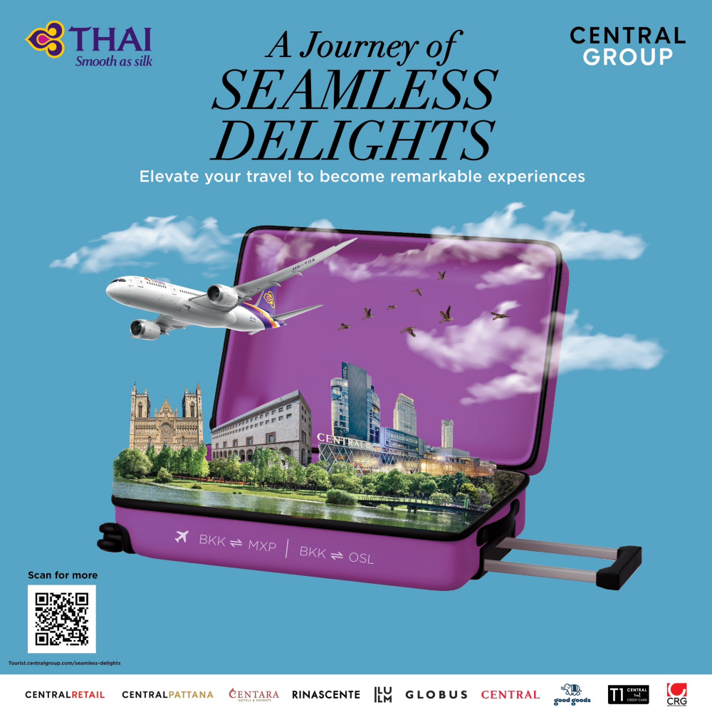 Central Group joins hands with Thai Airways to provide extraordinary travel experiences on direct flights Bangkok-Milan and Bangkok-Oslo through "A Journey of Seamless Delights" campaign. Passengers will receive a unique gift from young autistic artists, along with exclusive souvenirs from Good Goods.